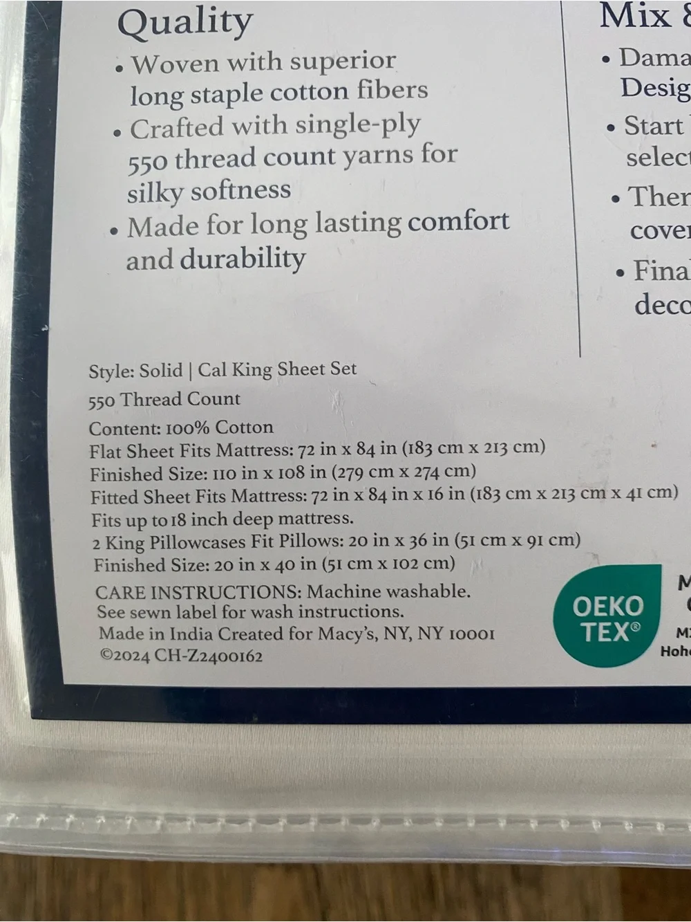 Charter Club Solid 550 Thread Count 100% Cotton 4-Pc. Sheet Set, California King